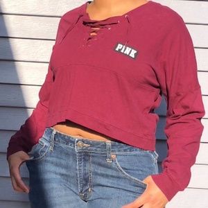 Victoria's Secret PINK Crop Top Lace-up Detail